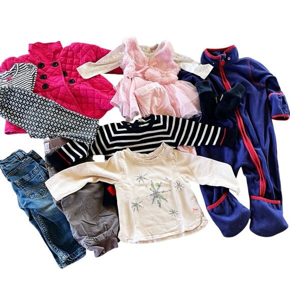 Lot of 9 Items Baby Girl Fall/ Winter Clothing Size 12 Months - Picture 1 of 12